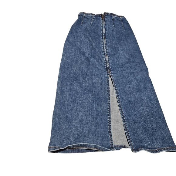 Vintage Stradivarius Maxi Jean Skirt Womens Size 4 Modest Medium Wash Denim - Picture 2 of 5